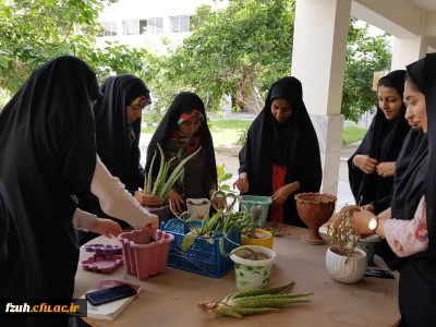 کاشت گل در محوطه آموزشی و خوابگاهی پردیس